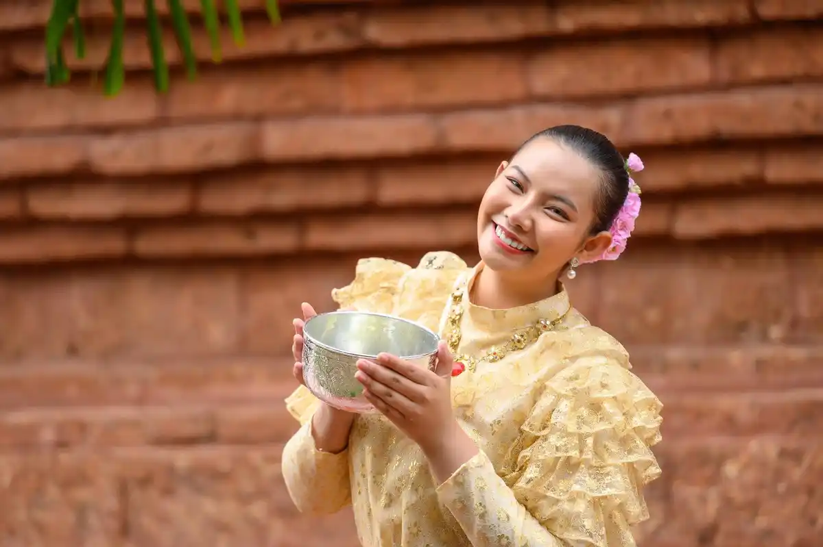 typical thai village greeting ceremony