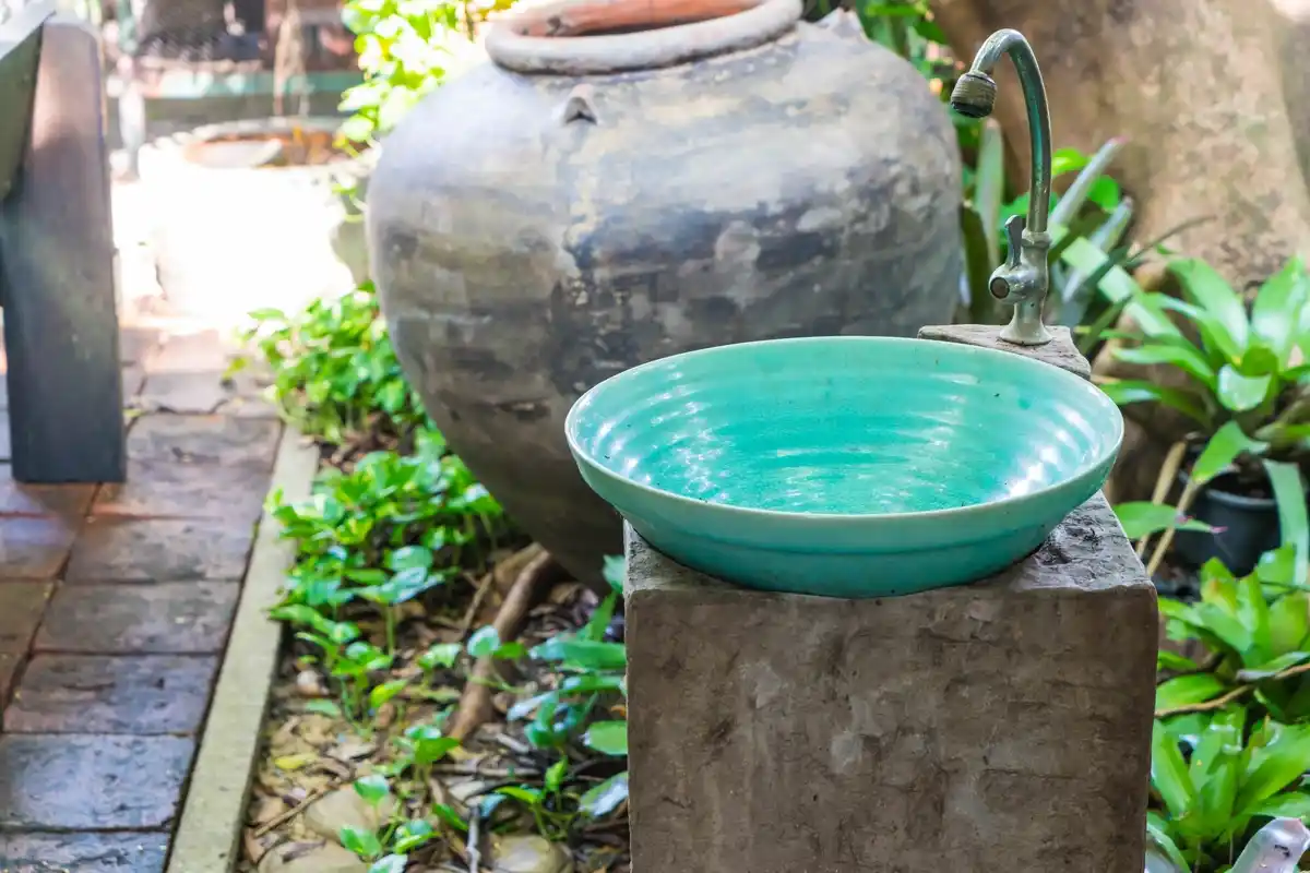 found antique pottery shards in dutch garden