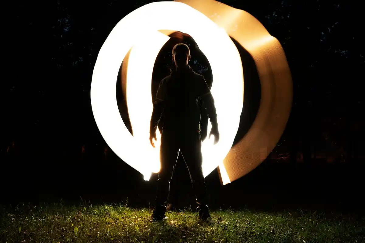visualization of a person near a black hole surreal