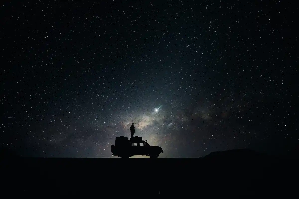 European rocket launch night sky