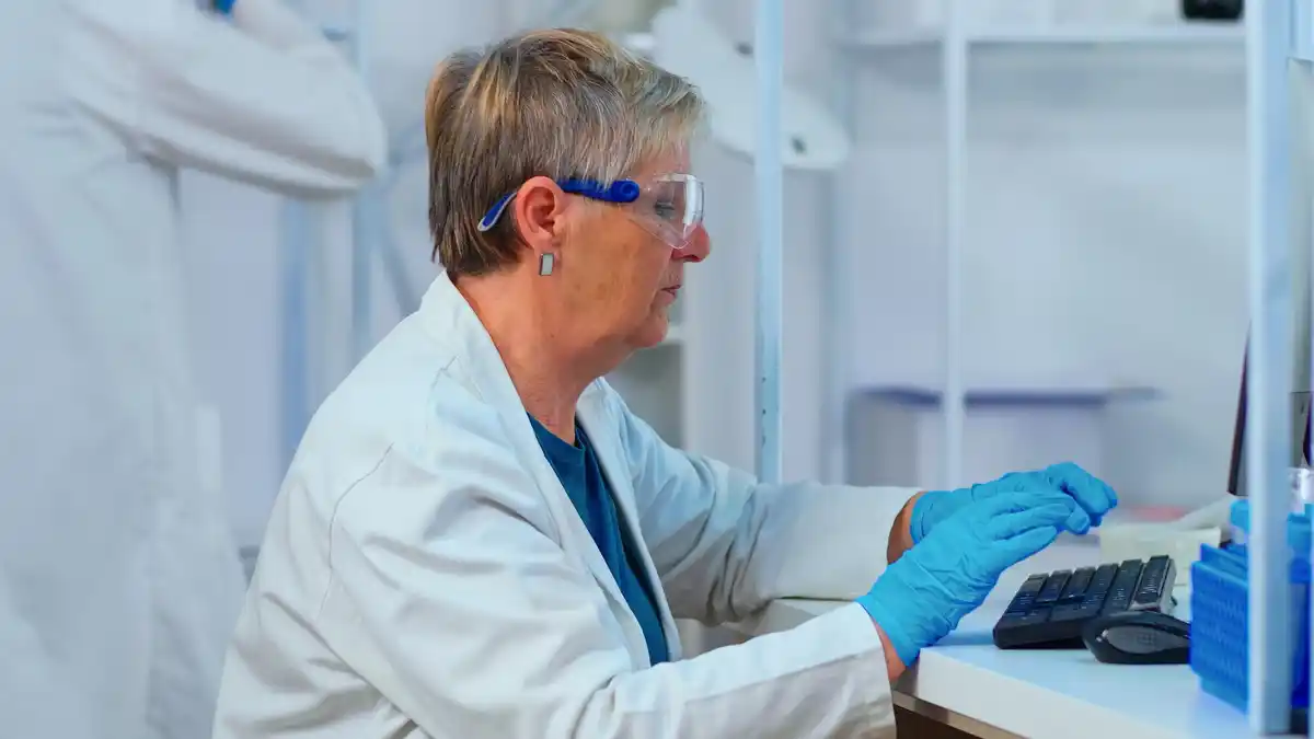 scientist storing data in dna laboratory tube
