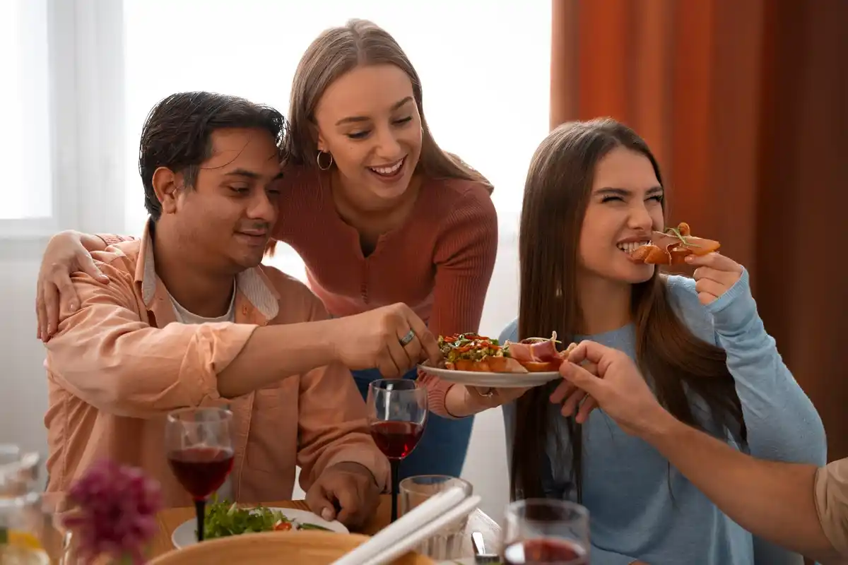 indian family eating traditional meal right hand outdoor
