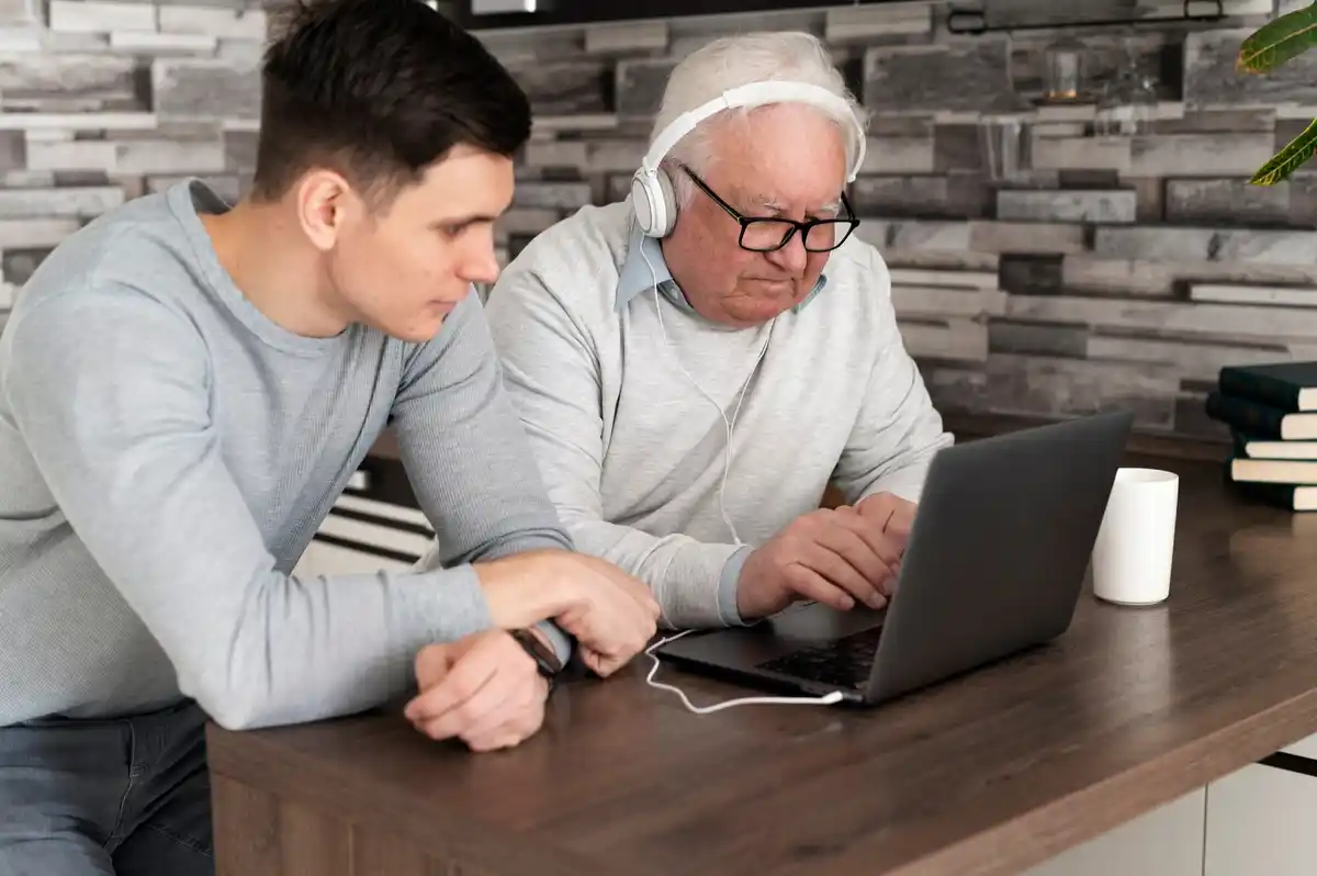 dutch grandparents teaching millennials about technology at home