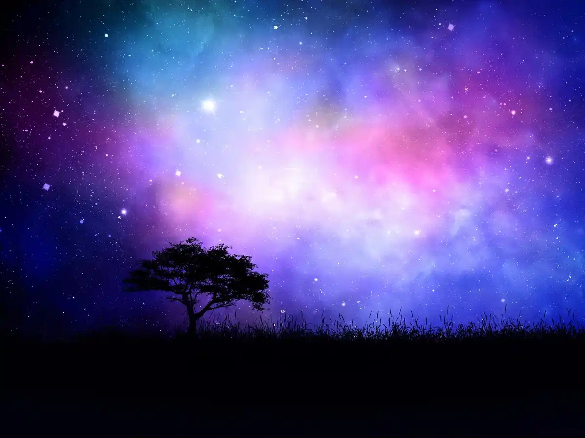 blue red white stars night sky
