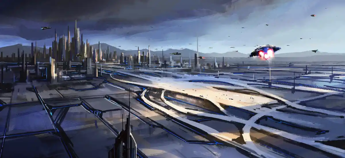 venus futuristic city floating colony art