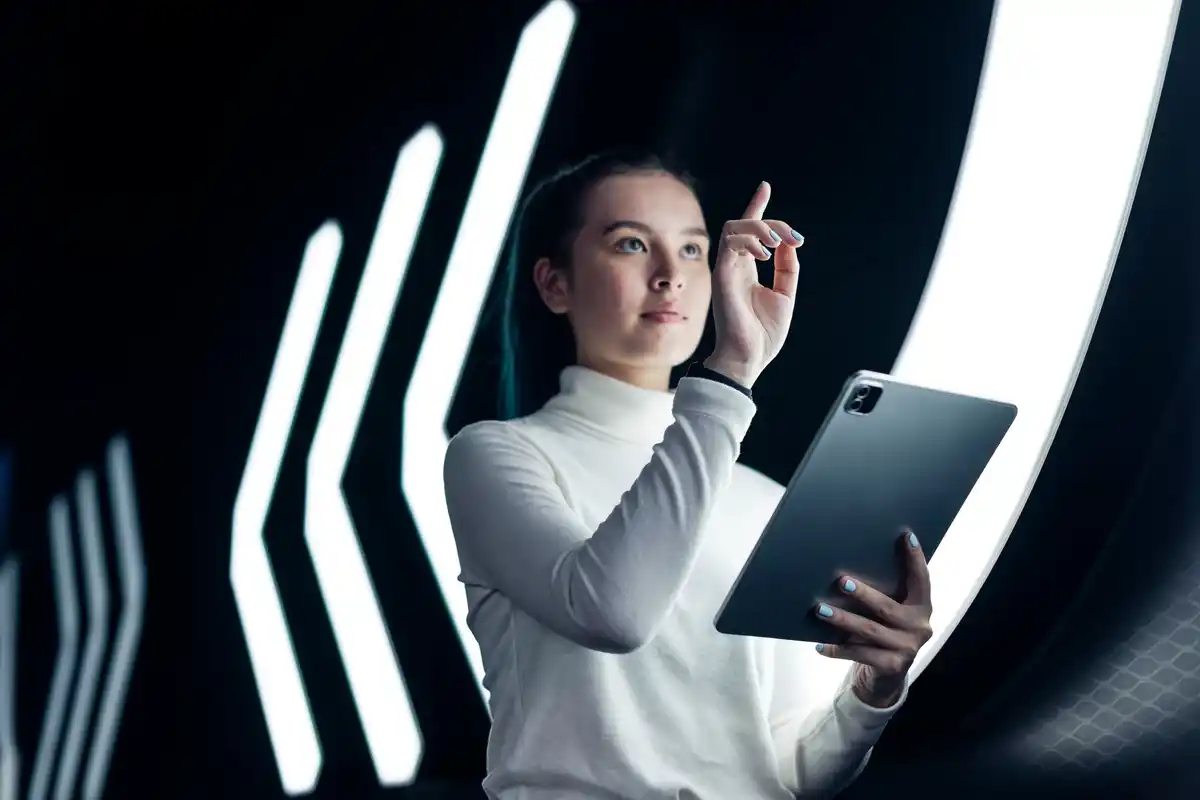 scientist looking at cosmic microwave background high tech