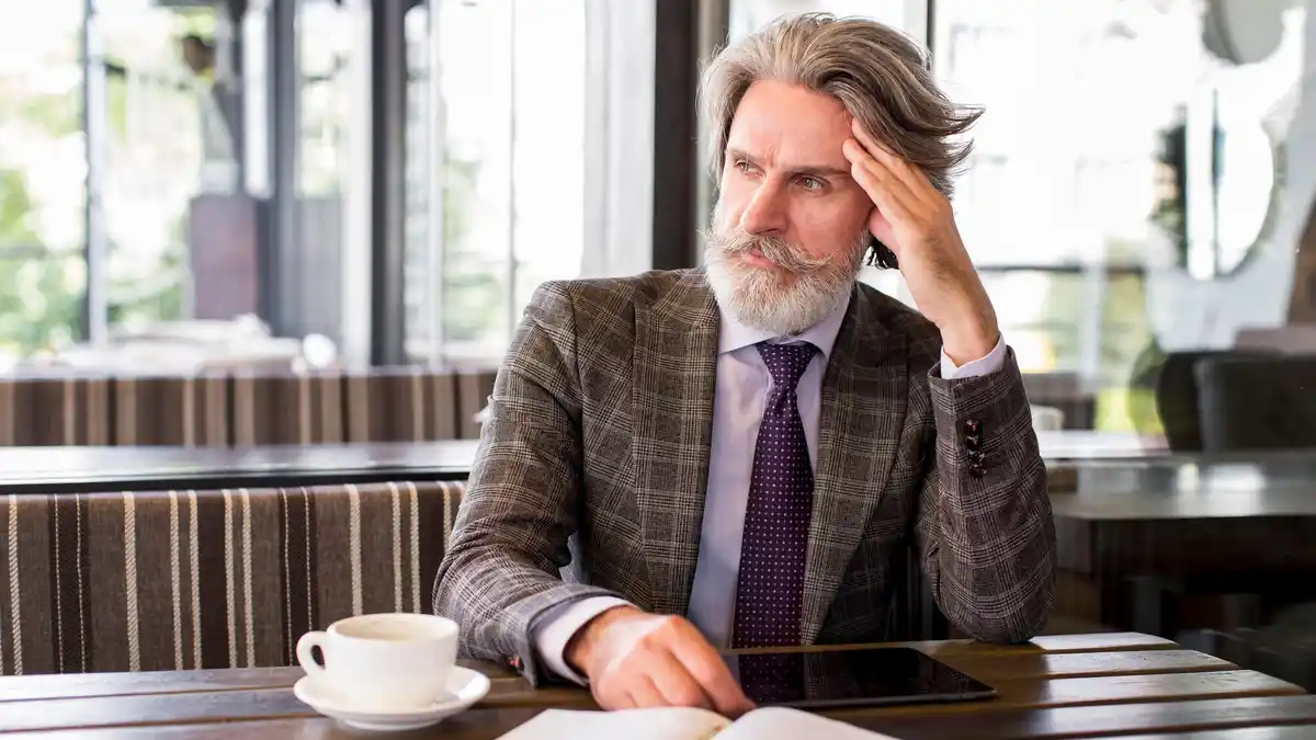 Sad Dutch office worker no smile