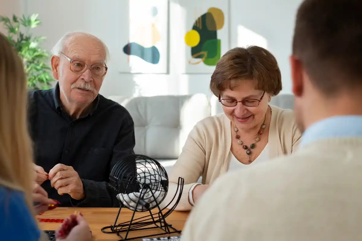 brain training for adults Dutch home setting stock photo