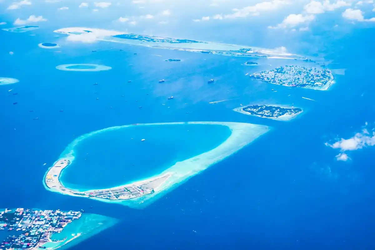 mysterious blue hole ocean aerial