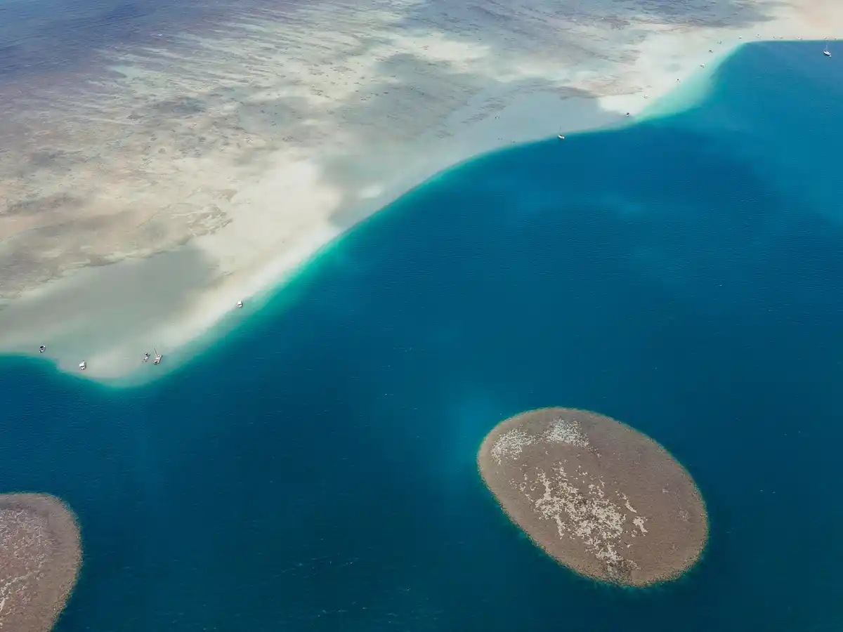 blue hole bahamas drone view