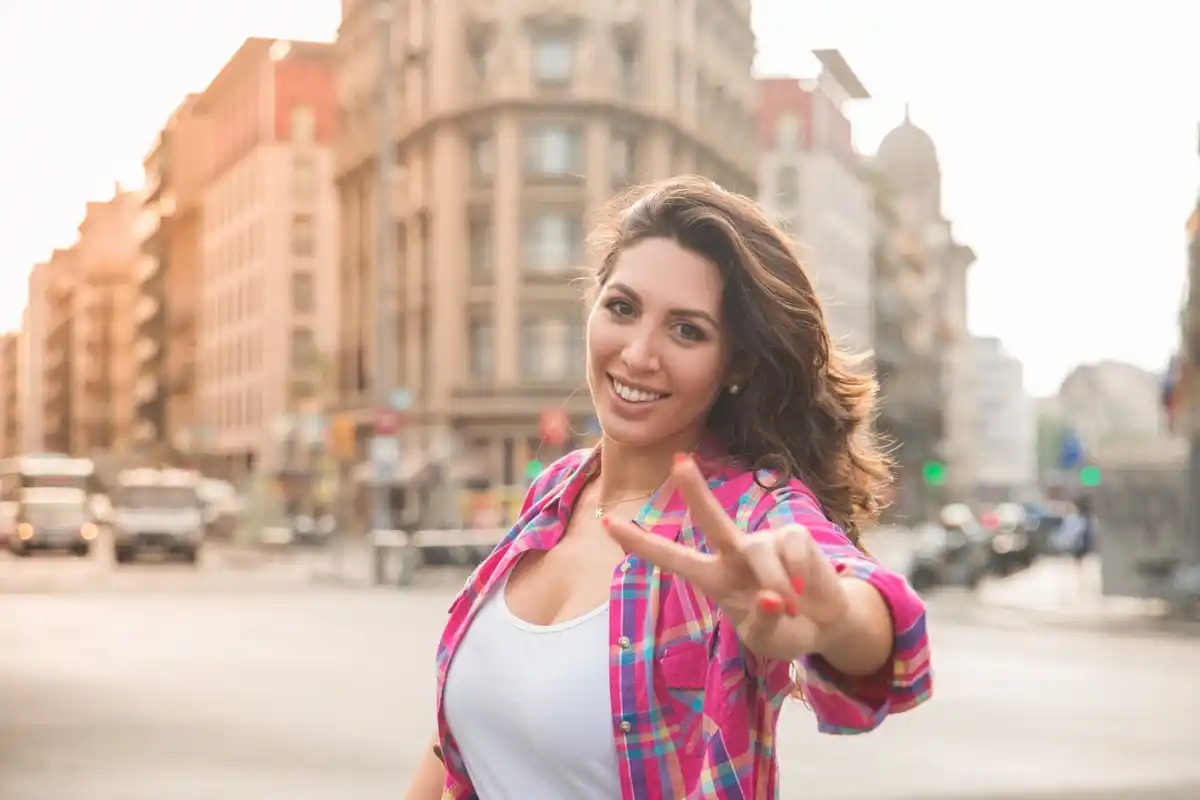 Dutch tourist making hand gestures in Asia