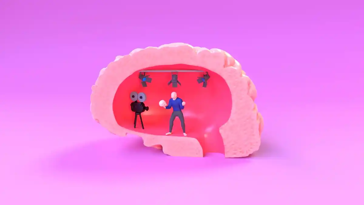 brain with smartphone plugged in concept flat illustration