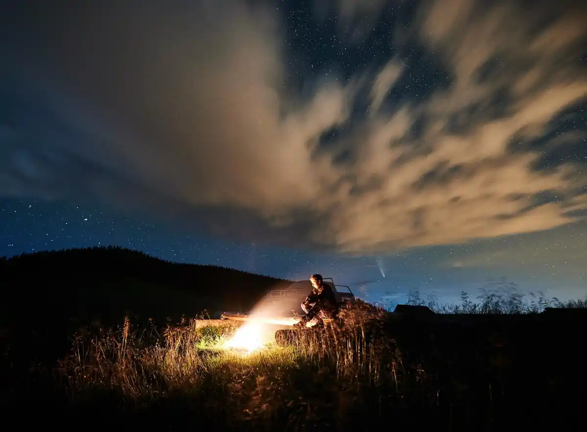 dutch backyard telescope stargazing night atmosphere