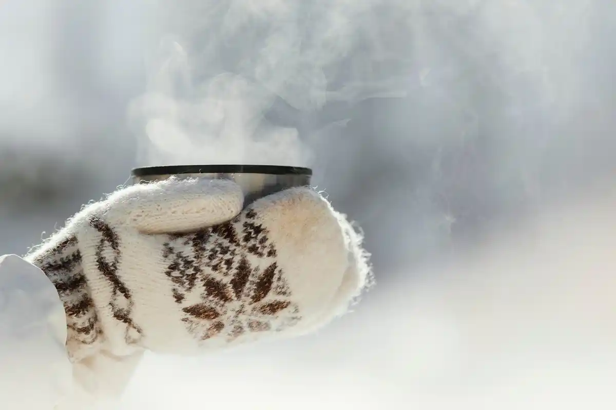 Icelandic winter ritual outdoor coffee snow people