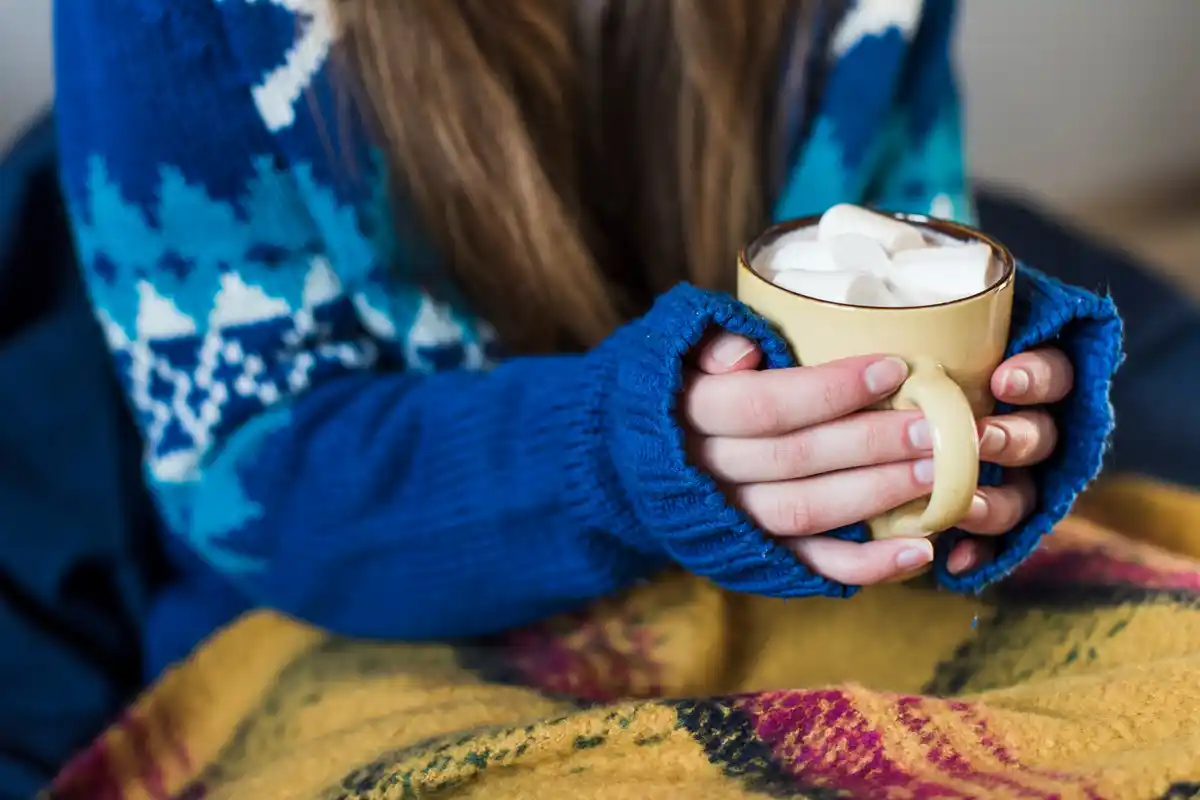 Icelandic people winter outdoor hygge coffee snow