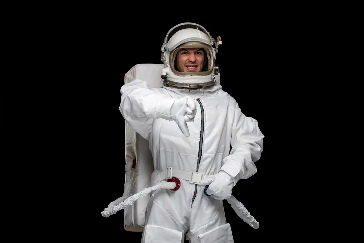 senior astronaut high tech space suit