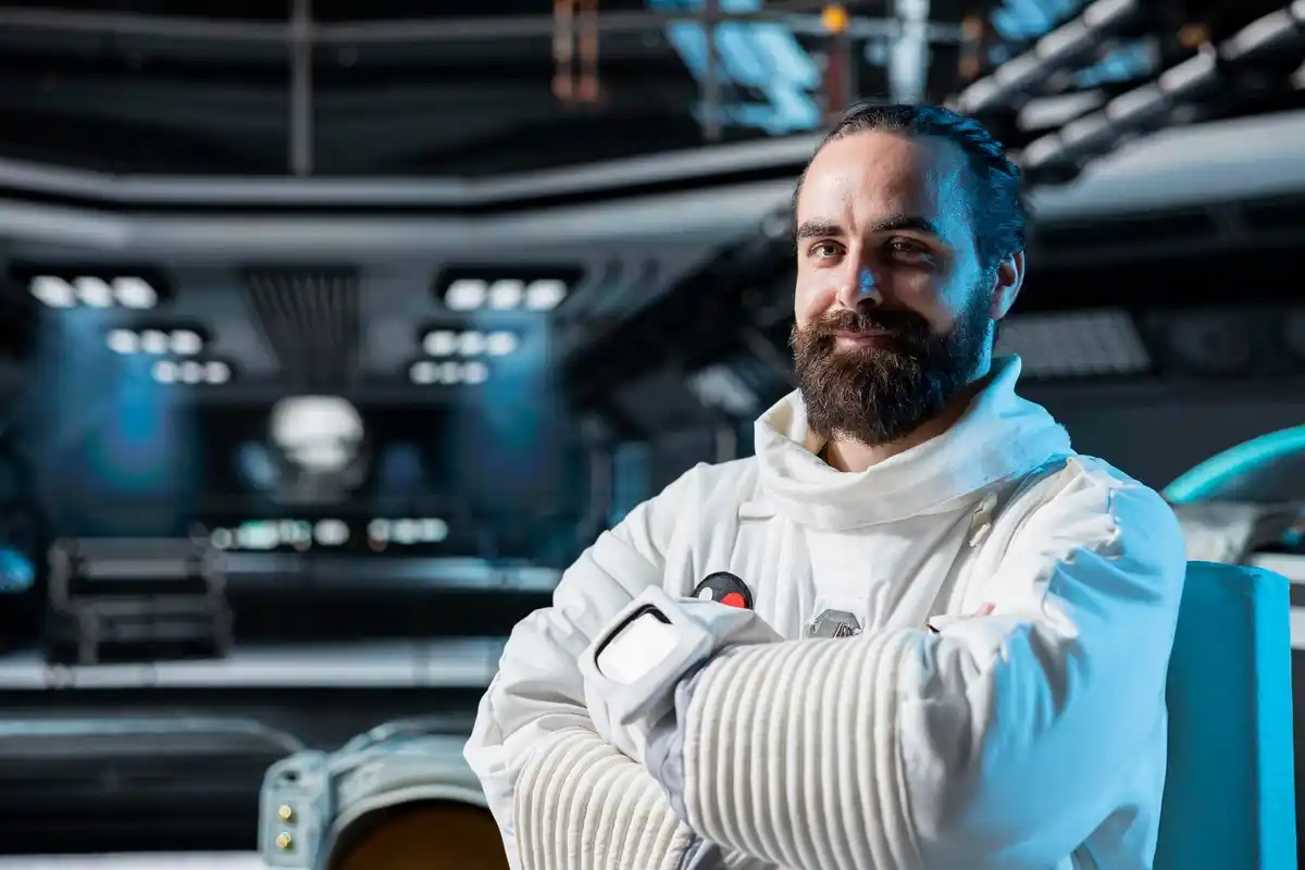 team of experienced senior astronauts inside space station