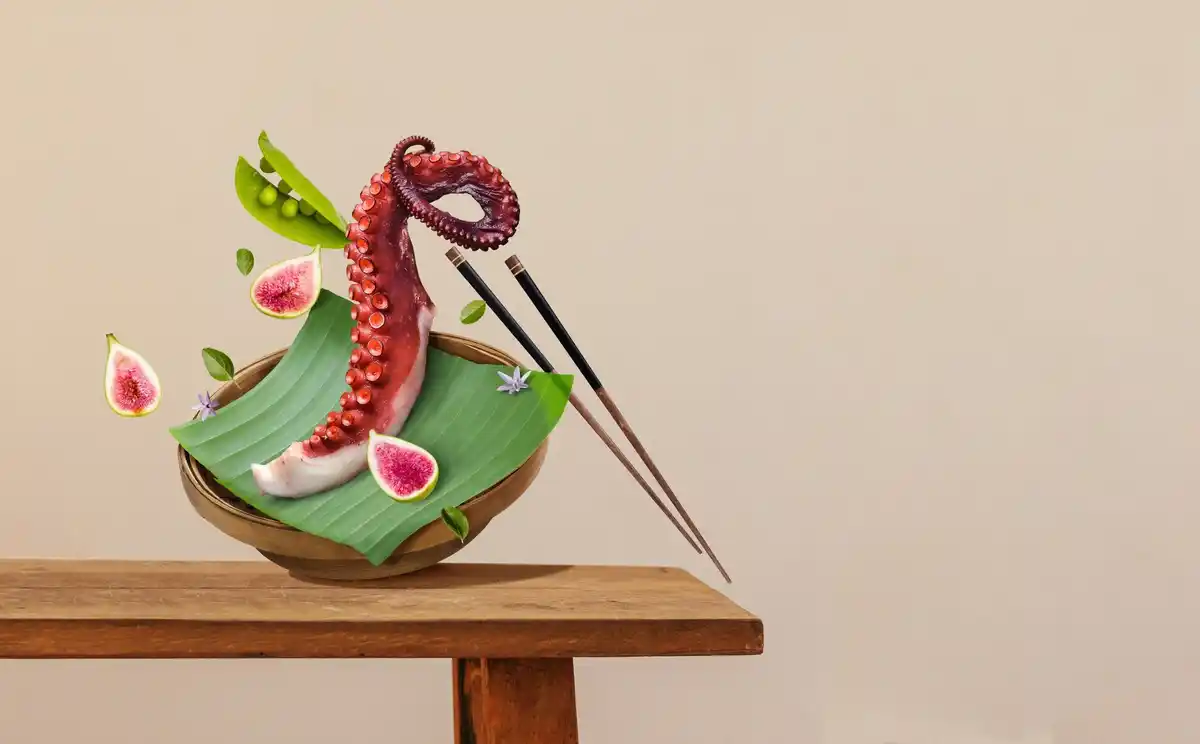 curious octopus facing mirror