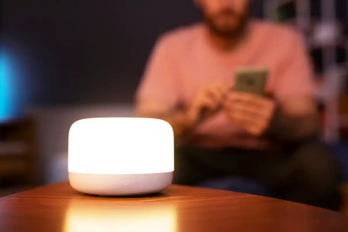 wifi router night home glowing light minimalist