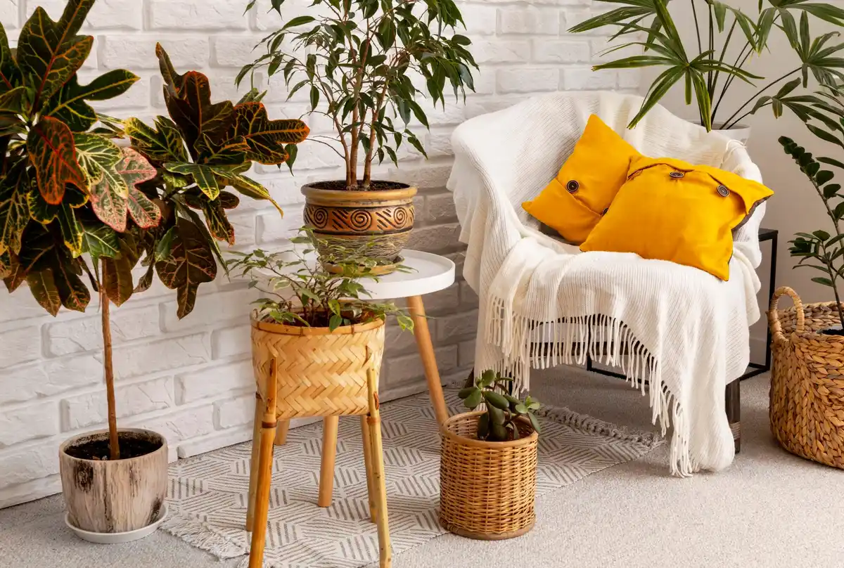 dutch living room with plants and smart devices