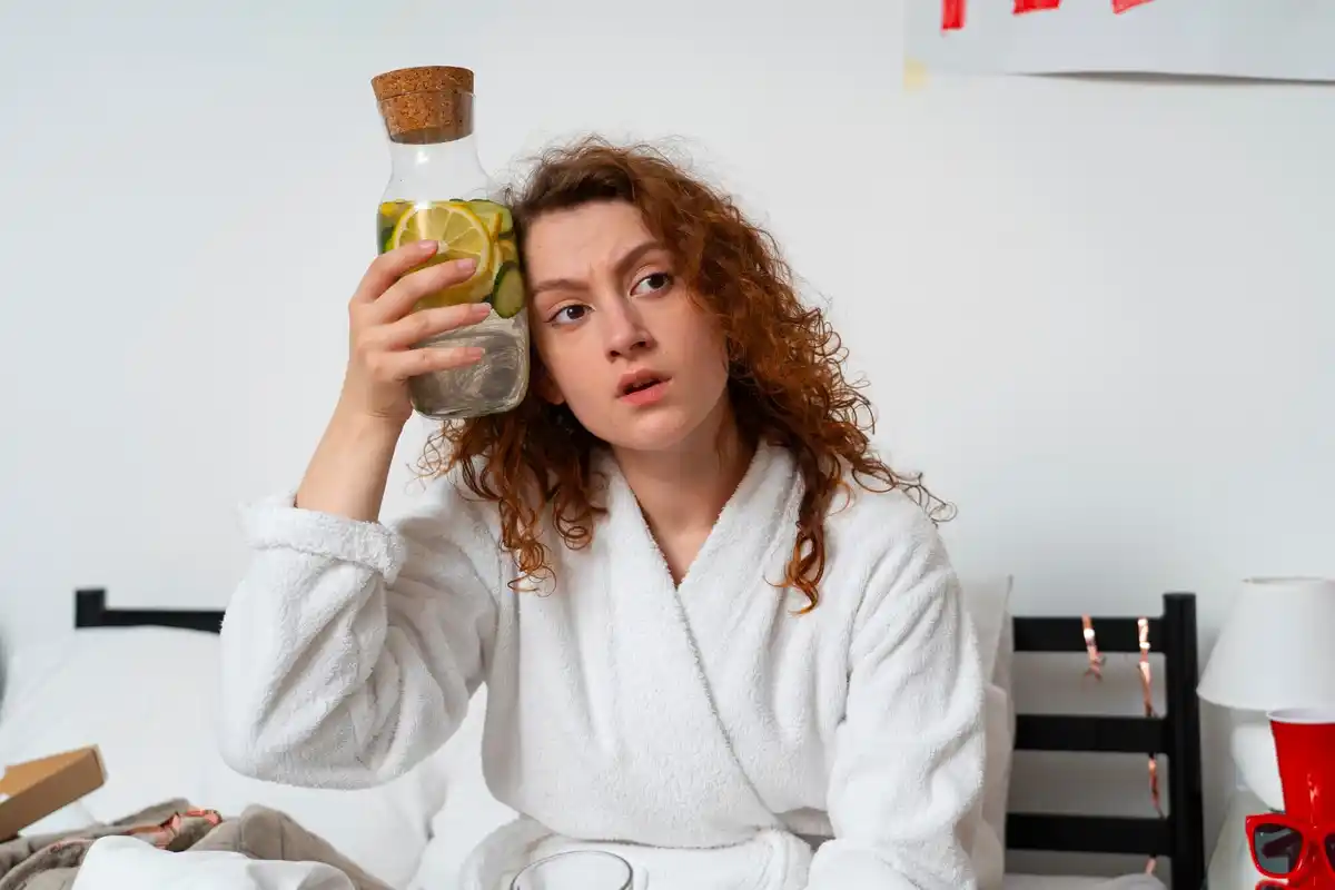 dutch person headache water glass natural remedy home office