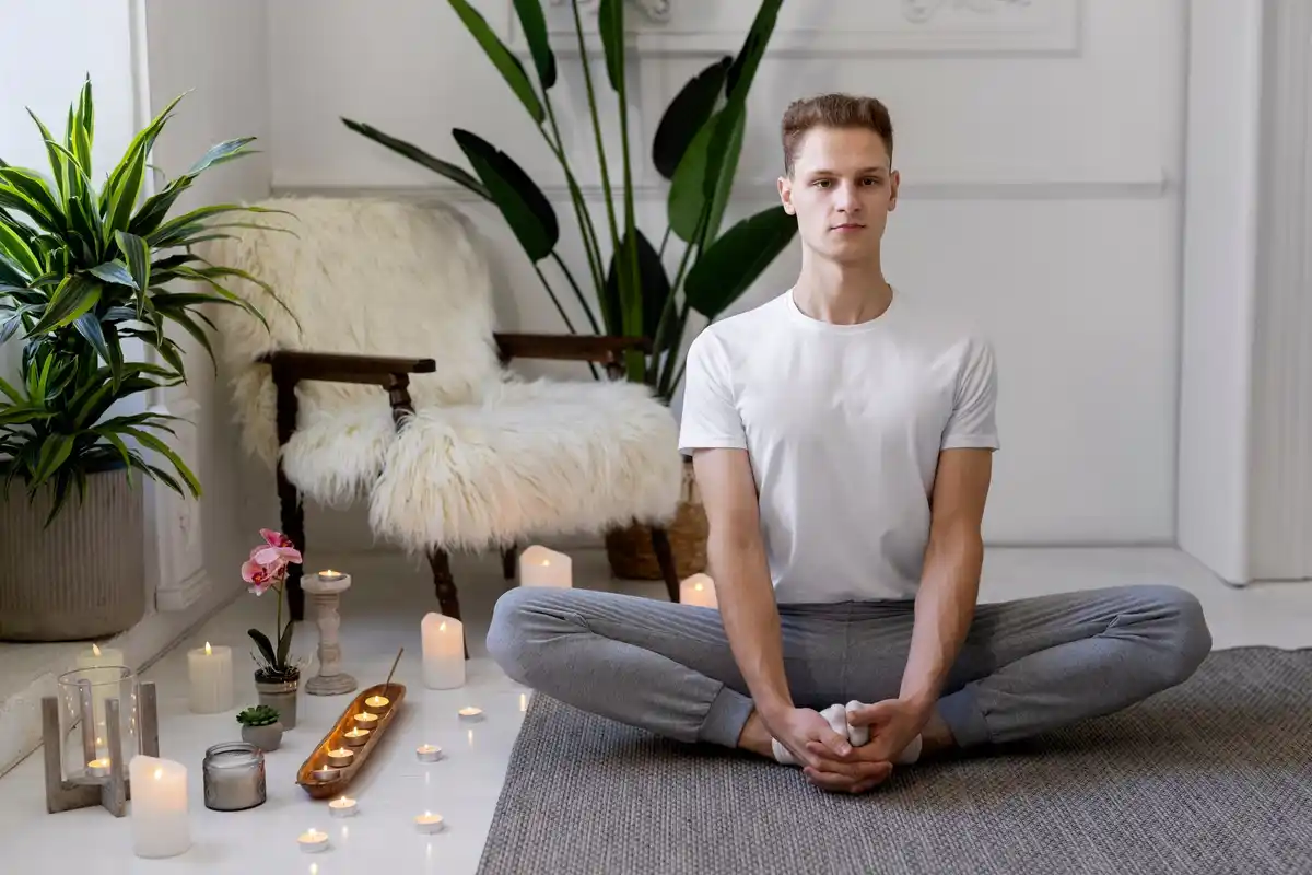 calm breathing technique person indoors inspiring dutch