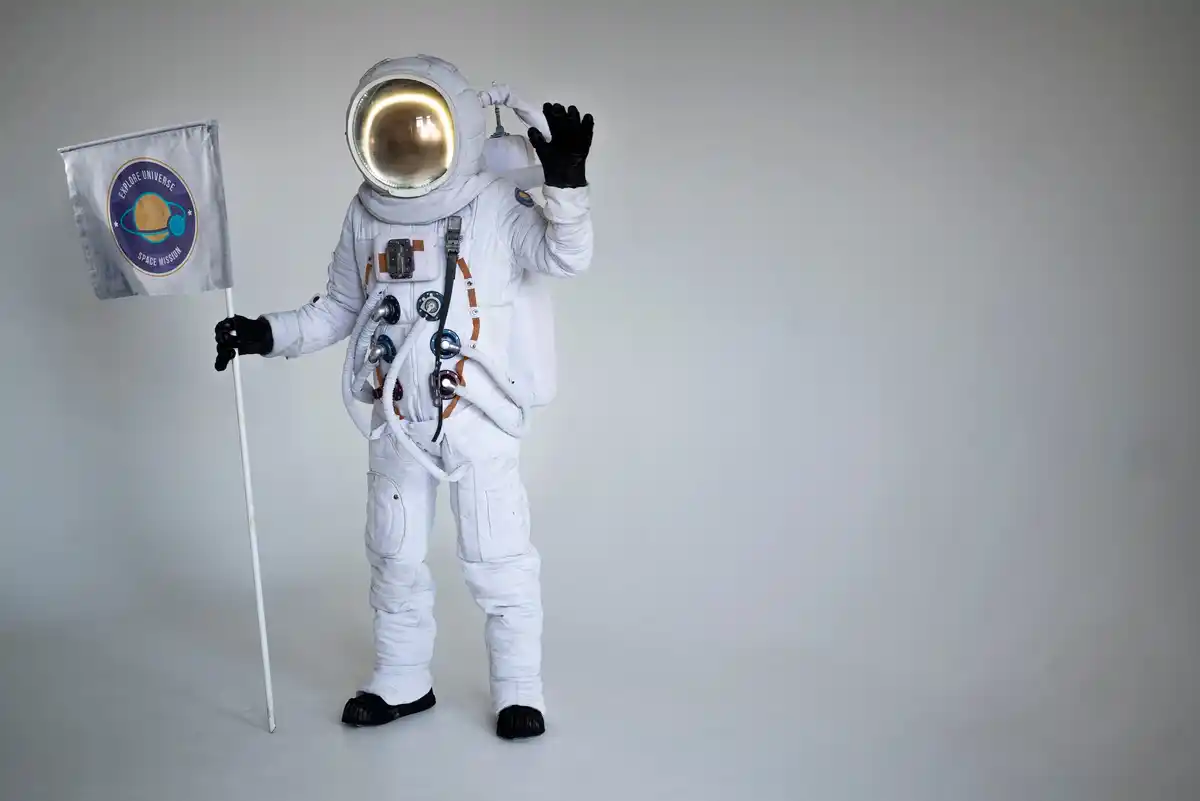 astronaut floating in space without suit