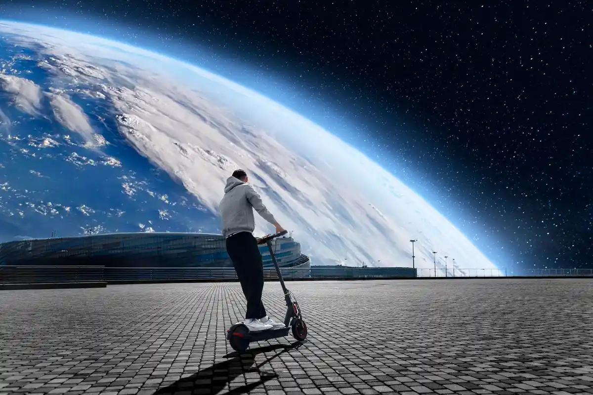 astronaut looking out space station window night sky earth