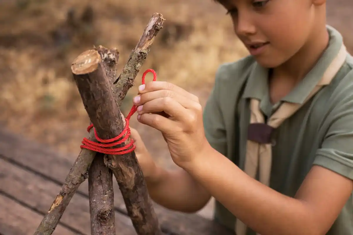 archaeologists using measuring tape on site