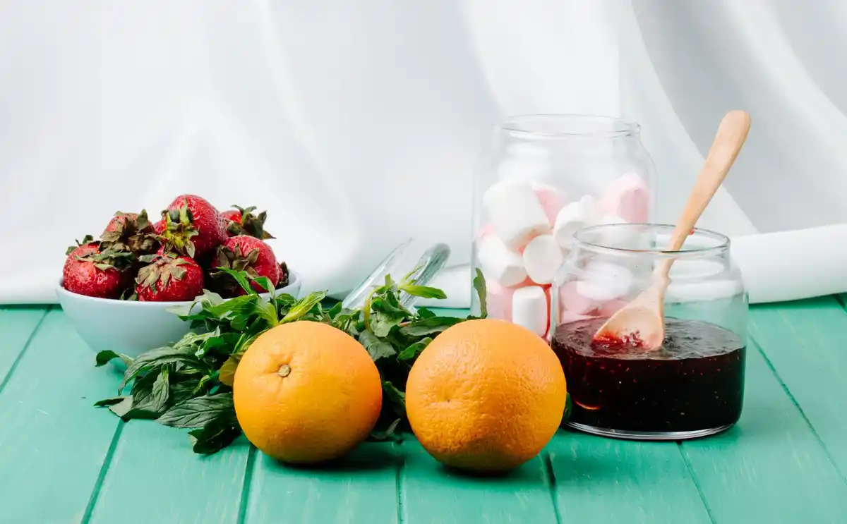 brain sugar detox concept, sweets on one side, healthy foods on the other