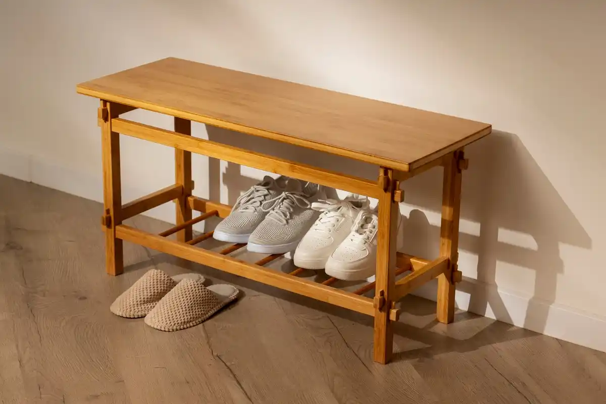 Minimalist Finnish hallway with hidden shoe storage