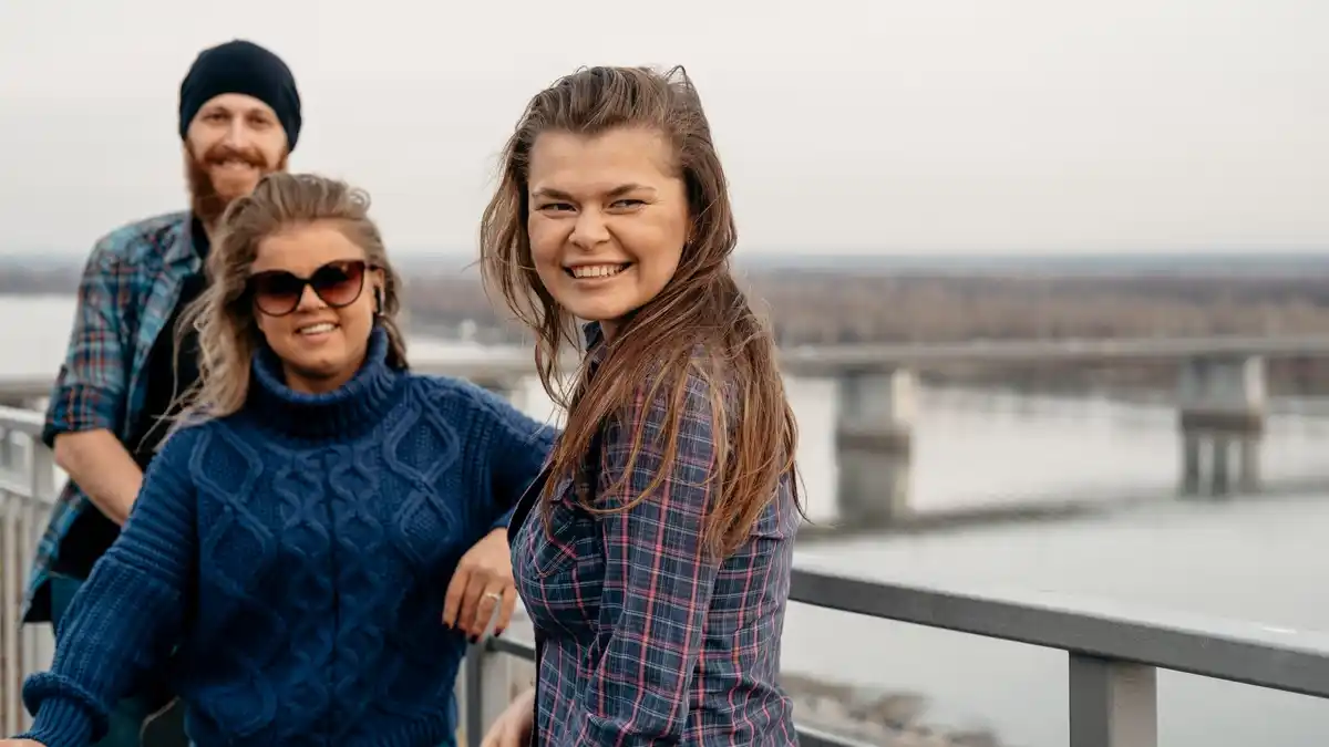smiling Dutch people in urban setting