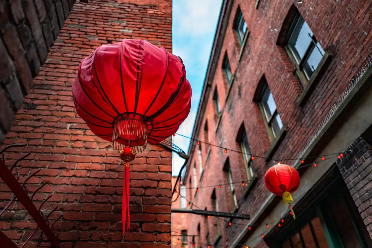 Chinese red lanterns street Netherlands
