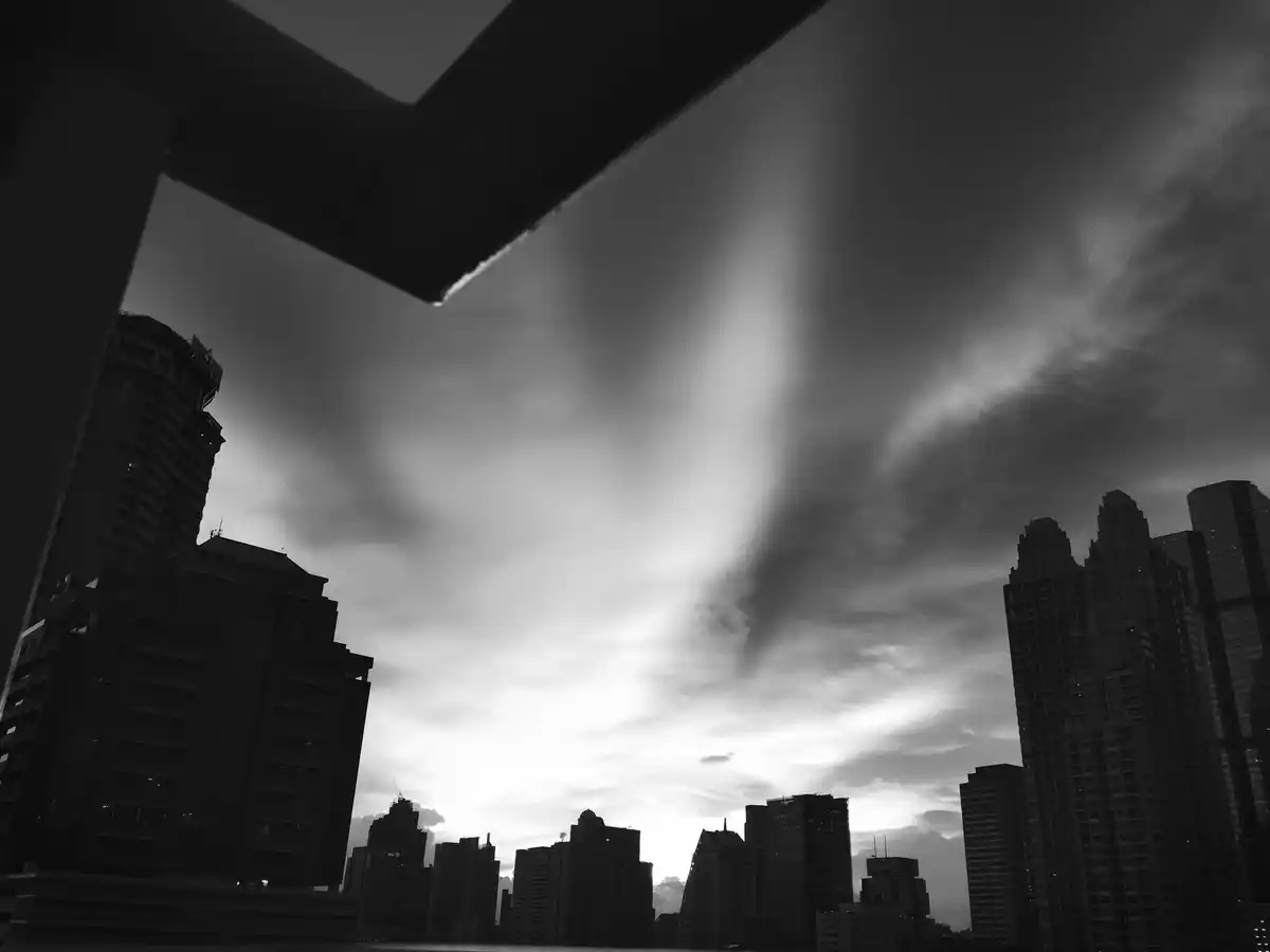 sun disappears, dark earth, surreal apocalypse, dramatic sky, concept, Dutch city