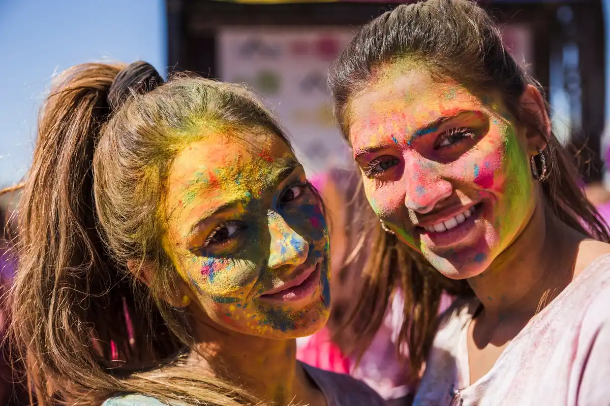 people face painted holi celebration india tradition