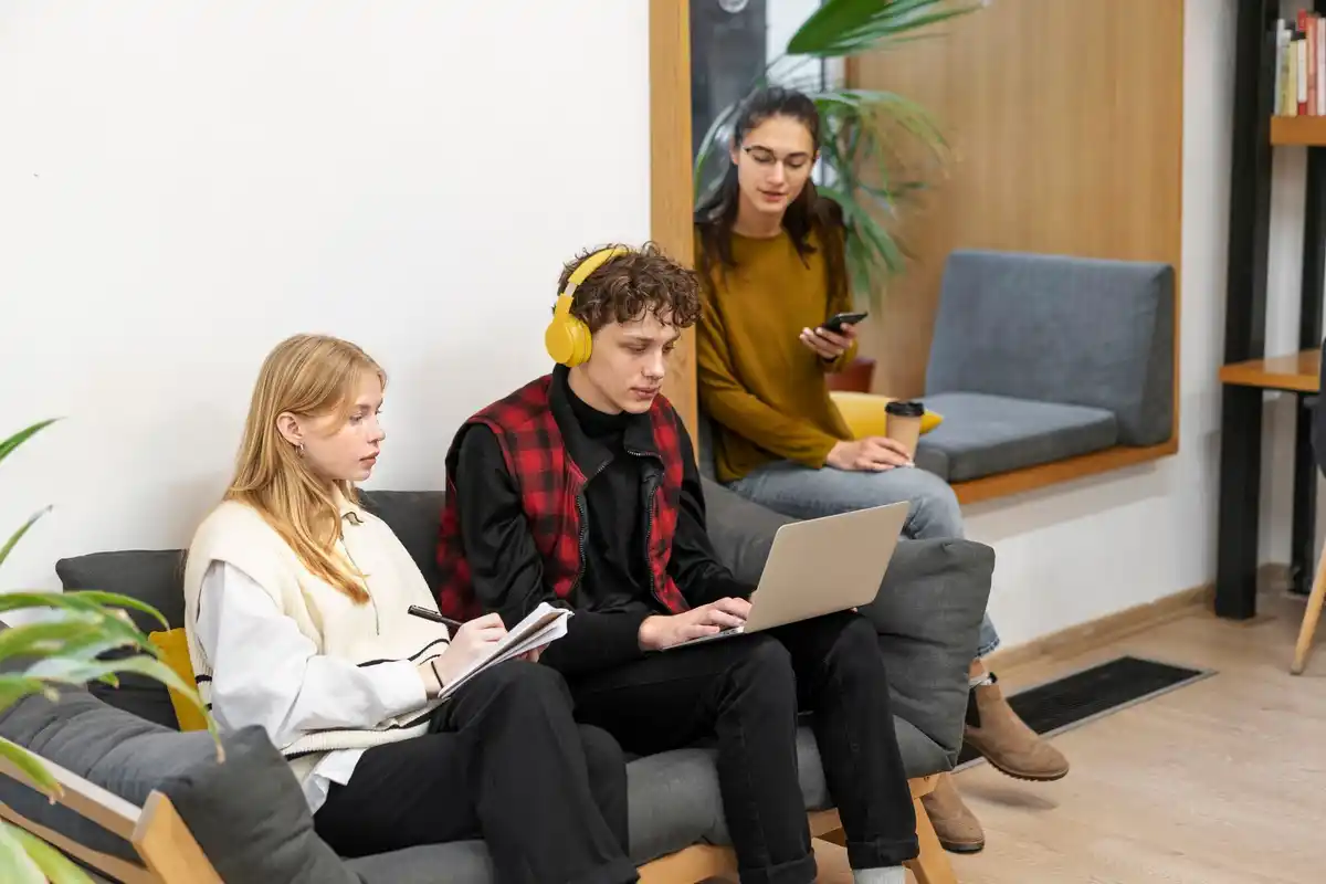students testing lifi devices modern dutch interior