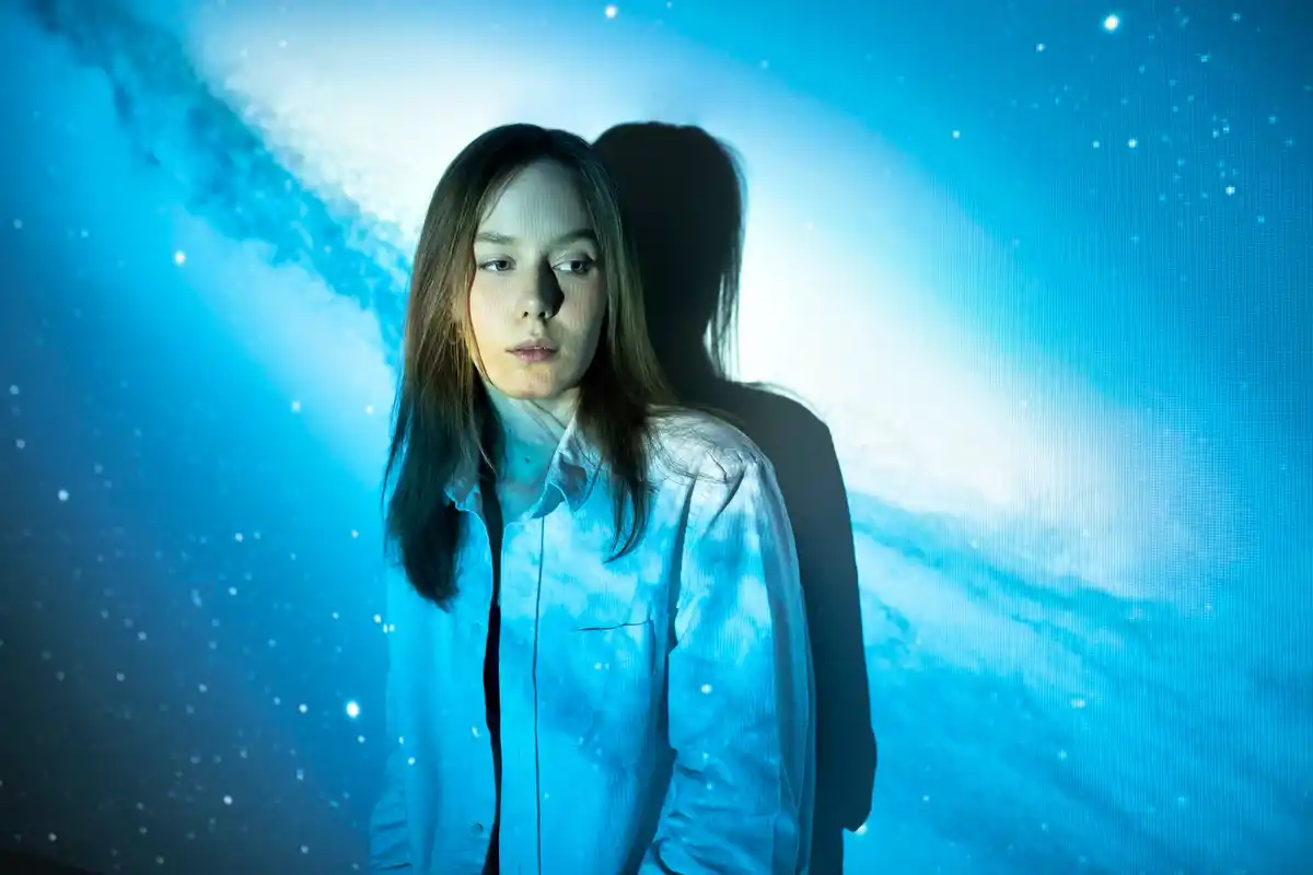 child stargazing night sky scared black holes