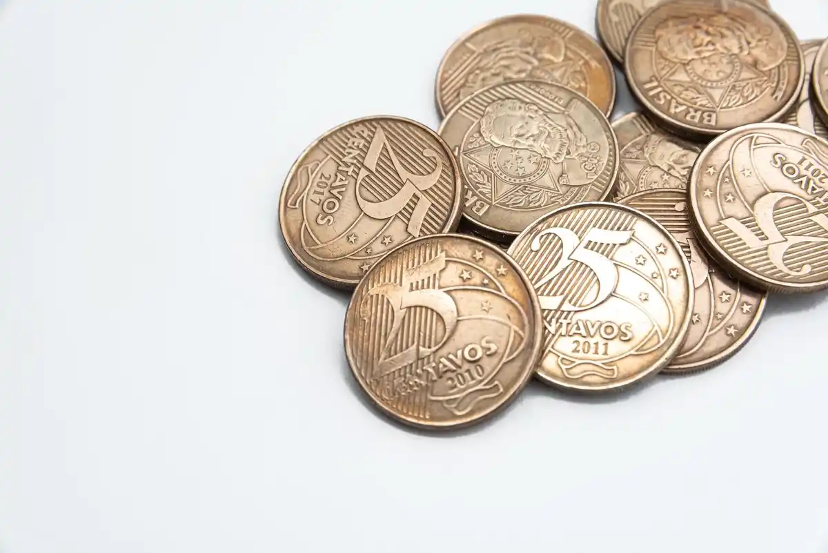 Dutch old coins close-up 17th century