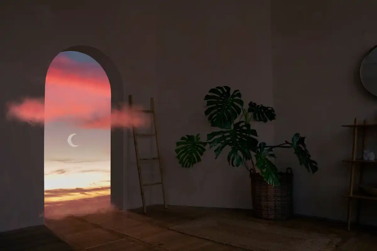 full moon light bedroom window night