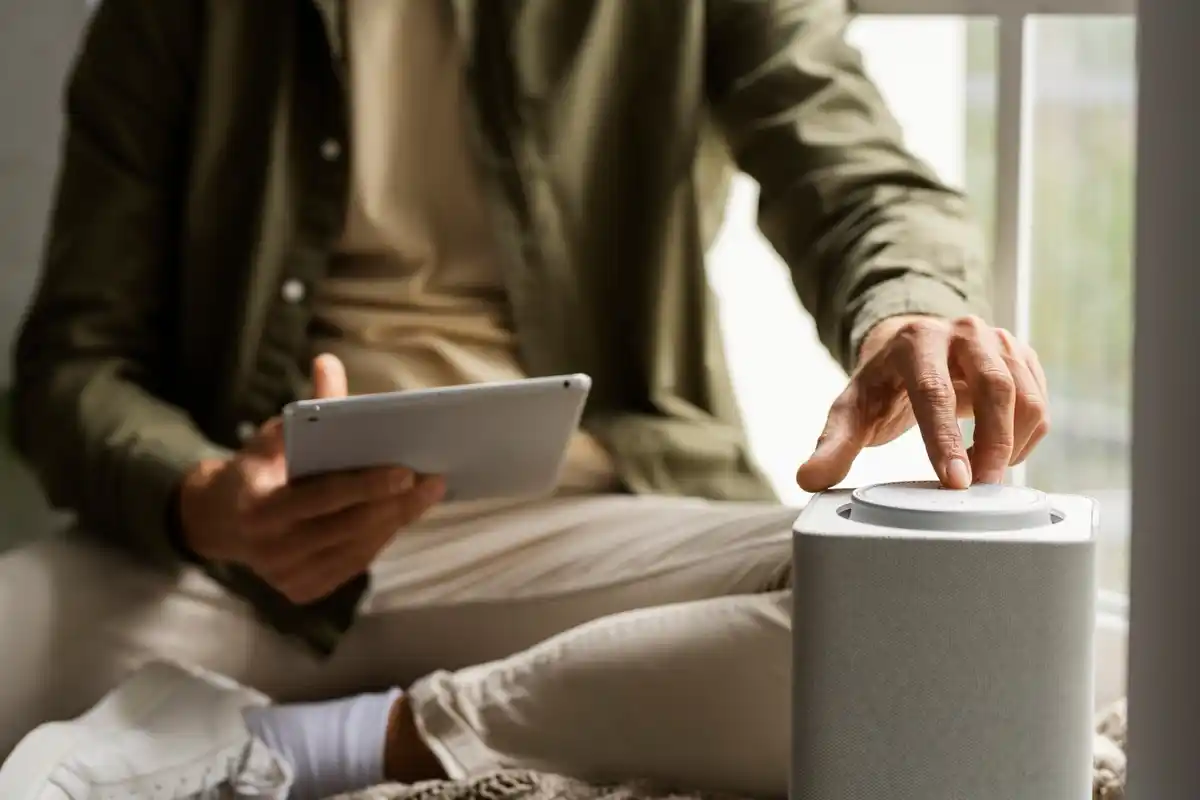 smart devices communicating via sound waves, invisible connection, Netherlands interior