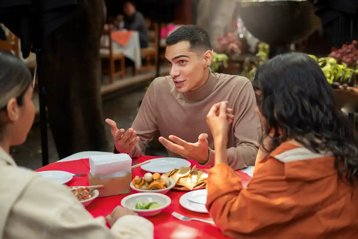 traditional indian family eating together