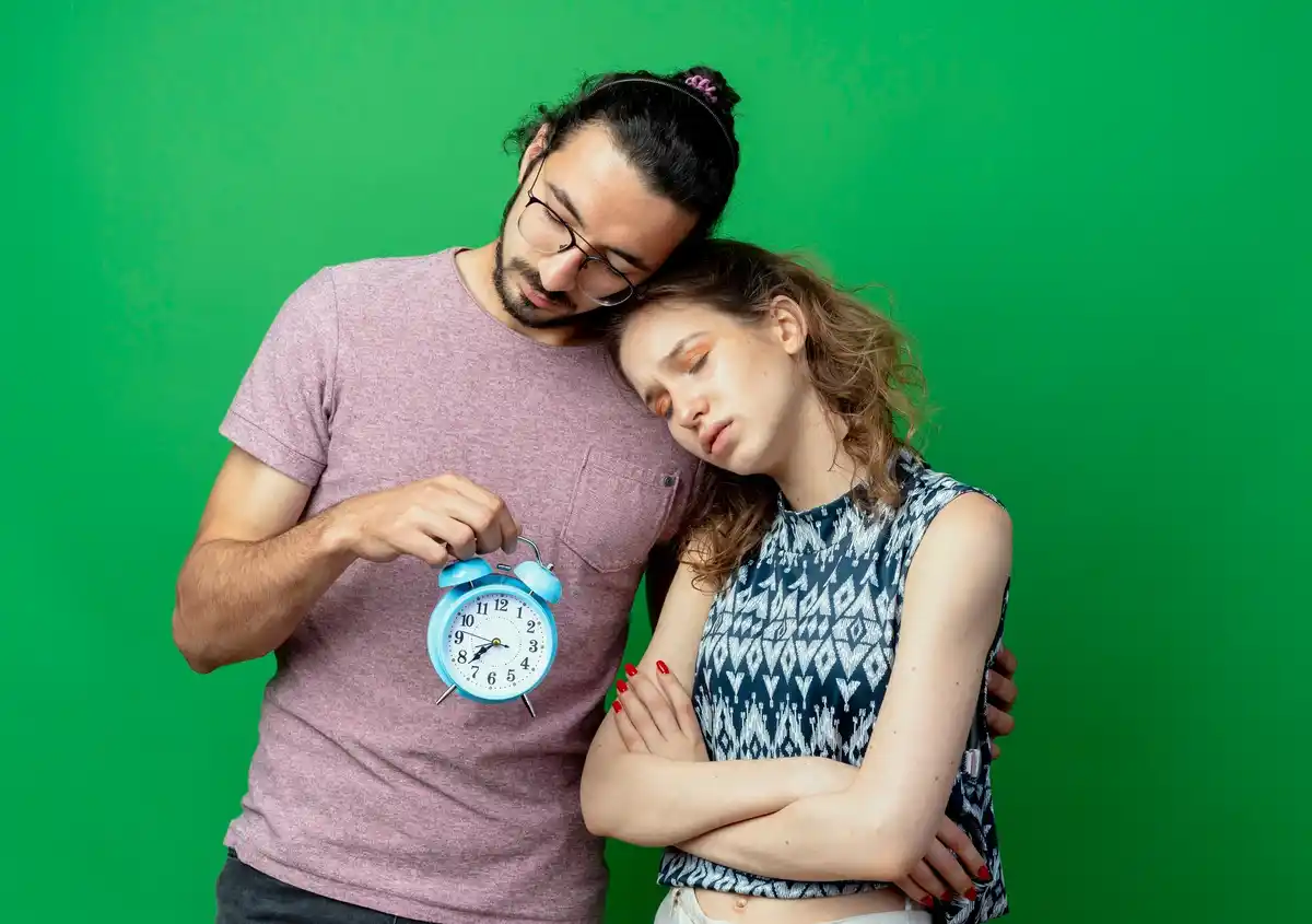 brazilian people laughing together clock time concept