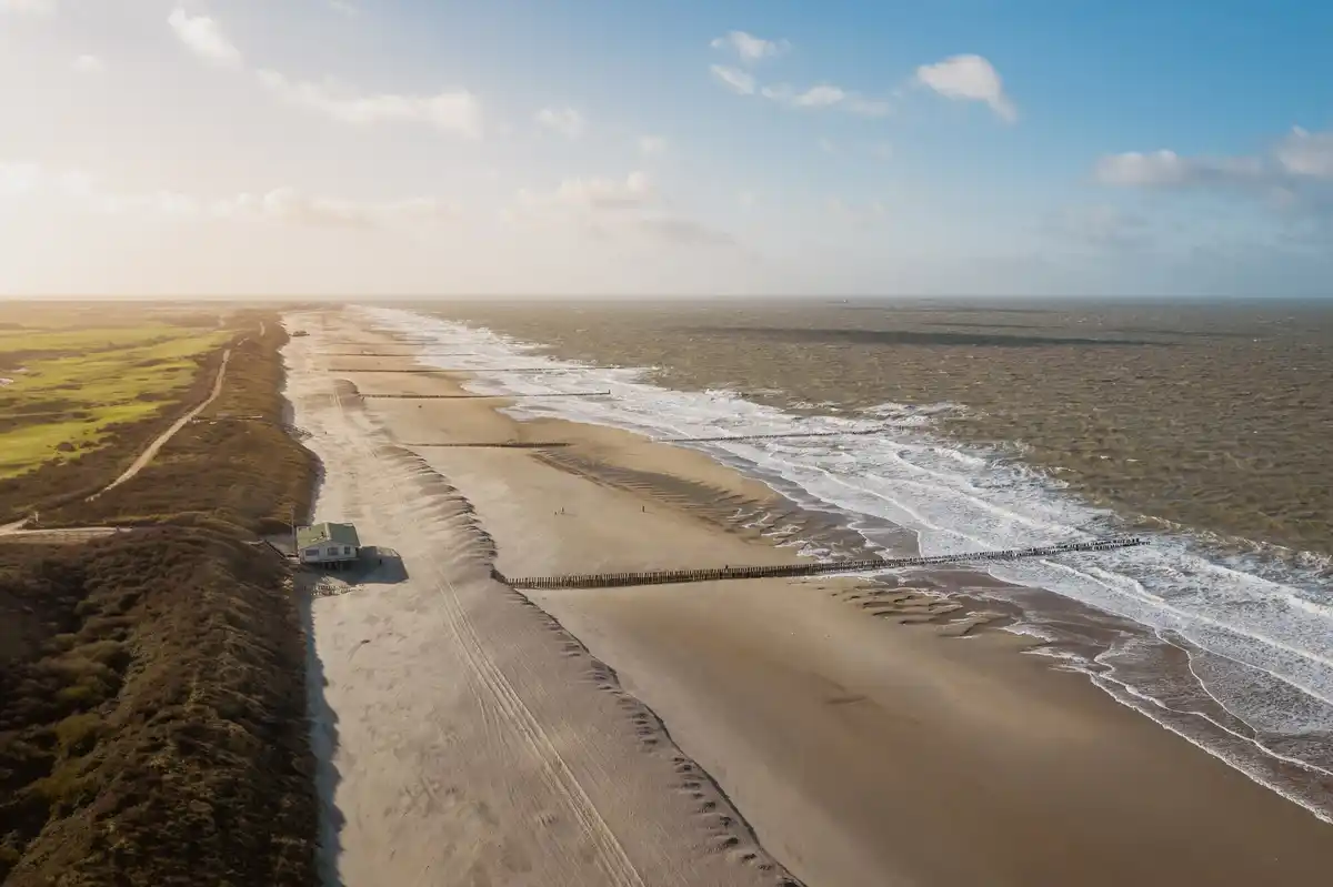 growing tidal island Netherlands aerial view