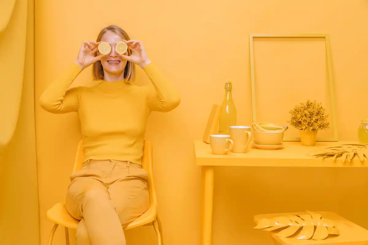 bright yellow living room modern feng shui style