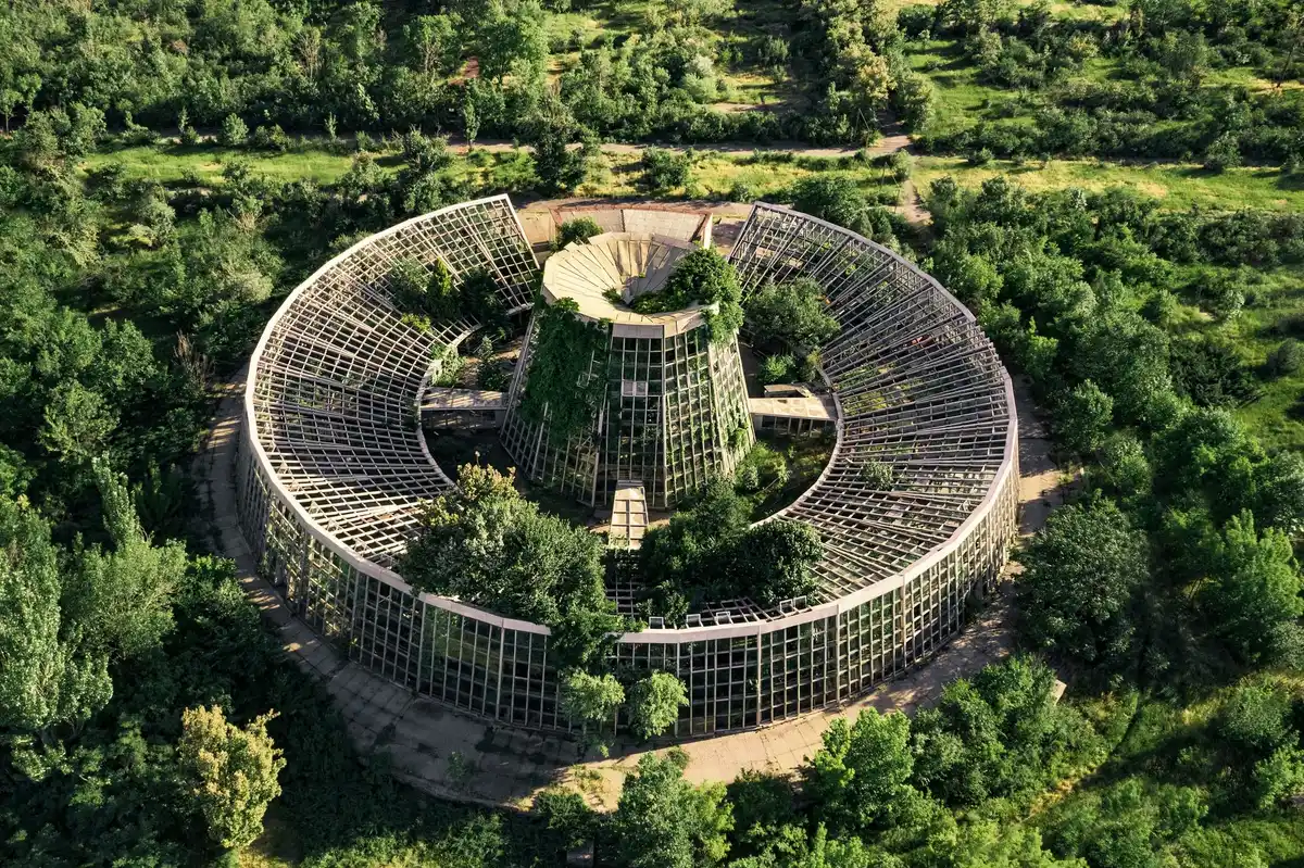 modern city nature reclaiming ruins