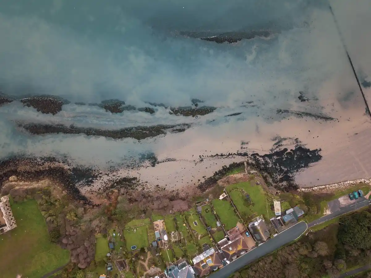 eroding North Sea island aerial view