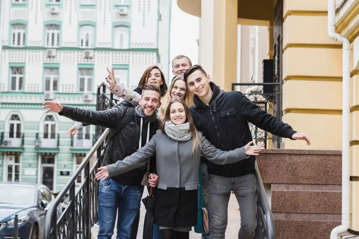 finnish people greeting outside smiling