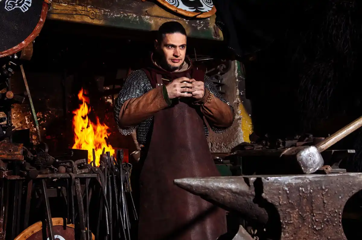 Viking blacksmith forging weapon tradition Scandinavia