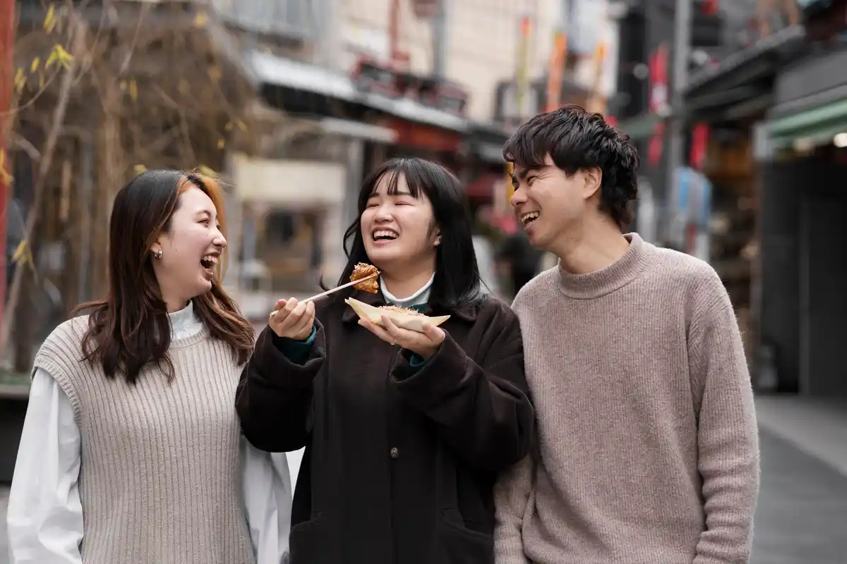 Korean people greeting bow urban street